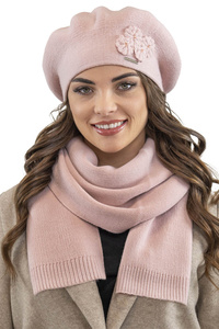 Vivisence 7006Kmpl Komplet beret+szalik, różowy