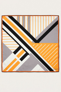 Vivisence S65-005 apaszka jedwabna geometryczna czarny/żółty/geometryczny