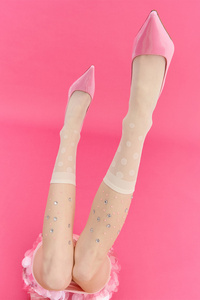 Gabriella Savi 20 DEN skarpetki rajstopowe w grochy cream