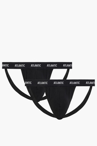 Atlantic 2BMP-1591 jockstrap 2 pack niski stan i otwarty tył czarny