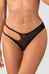 Stringi otwarte Obsessive Saturis crotchless thong czarny