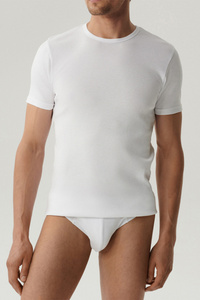 Atlantic BMV-048 t-shirt dopasowany z okrągłym dekoltem biały