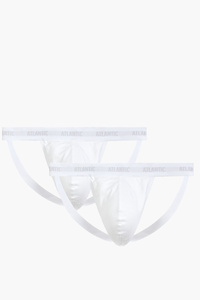 Atlantic 2BMP-1591 jockstrap 2 pack niski stan i otwarty tył biały