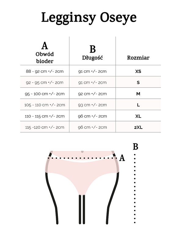 Oseye - Legginsy - Tabela rozmiarów