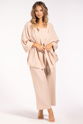 Komplet top + spodnie + szlafrok Unikat Henrietta beż