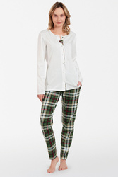 Nocna piżama Italian Fashion Asama dł.r. dł.sp. ecru/druk