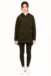 Vivisence 9207kmpl komplet bluza z kapturem, prążkowane legginsy zielony