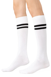 Wyroby pończosznicze podkolanówki Steven 072 bawełniane z paskami biały