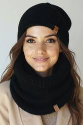 Komplet czapka+komin Vivisence 70115Kmpl czarny