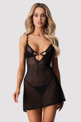 Komplet koszulka + stringi Obsessive Alliane chemise & thong black