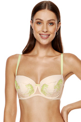 Biustonosz usztywniany Gorteks Soleil/B4 beżowo-limonkowy