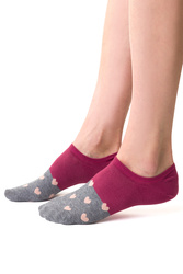 Skarpety stopki Steven 021 wzorowane stopki bordowy/serca 060