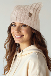 Czapka z uszami kota Vivisence 70117 beżowy