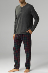 Piżama Atlantic NMP-375 szary melanż/granat/czerwony