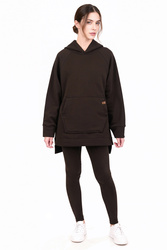 Vivisence 9207kmpl komplet bluza z kapturem, prążkowane legginsy brązowy