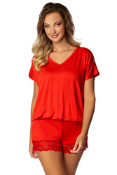 Nocna komplet koszulka + szorty Dkaren Tamara 2 czerwony