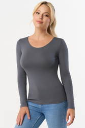 Babell Manati bluzka wiskozowa z długim rękawem stalowy