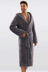 Dkaren 130 z kapturem Nocna szlafrok, szary