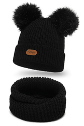 Pamami 17223+17251 Komplet czapka+komin, 001 czarny