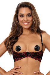 Axami V-10011 Biustonosz półbiustonosz, czarno-czerwony