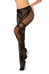 Wyrób pończoszniczy rajstopy Obsessive Crotchless Tights S123 czarny