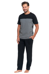 Moraj PDM3400-006 piżama męska krótki rękaw, długie spodnie black