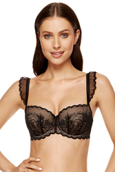 Biustonosz push-up Gorteks Astrid/B1 czarno-beżowy