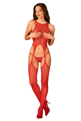 Obsessive N122 bodystocking Body sexy, czerwony