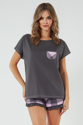 Piżama Italian Fashion Arete kr.r. kr.sp. grafit/druk