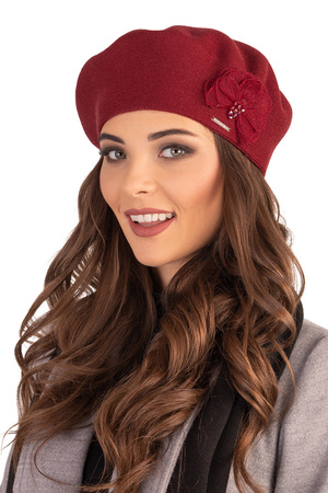 Nakrycie głowy beret Vivisence 7036 bordowy 