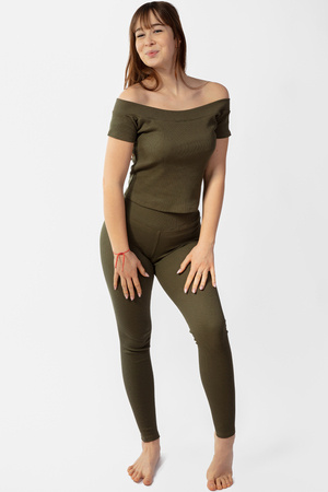 Dkaren Bayo-Kpl fuksja XS Komplet legginsy + bluzka khaki